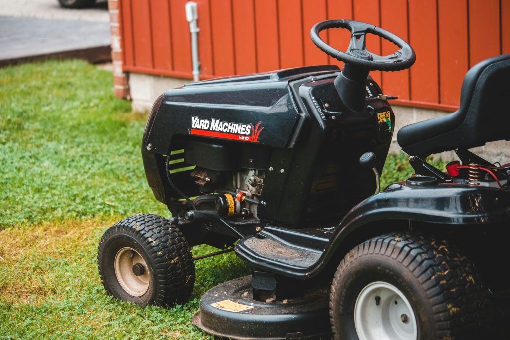 Ride on mower. The  blade is under the deck