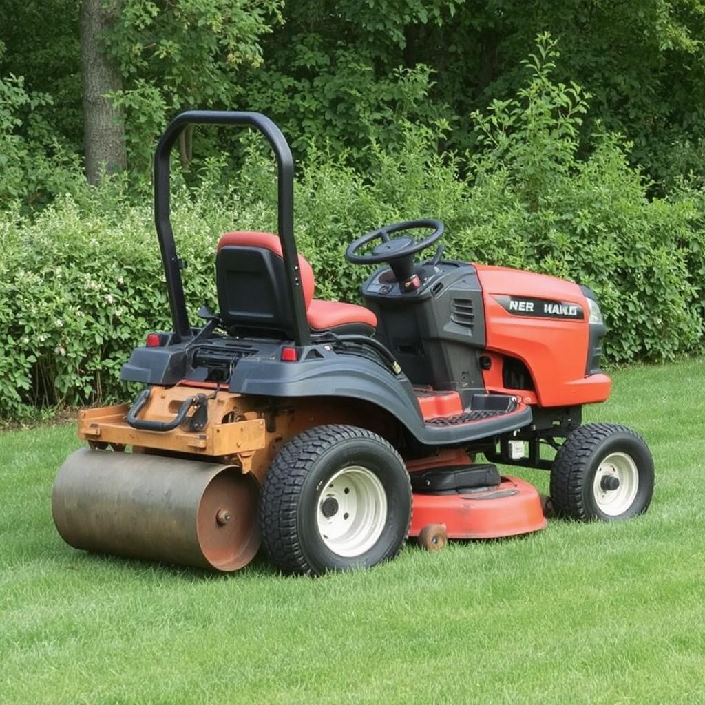 Roller-attached  lawnmower