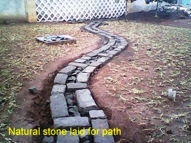 Before-garden paving under construction