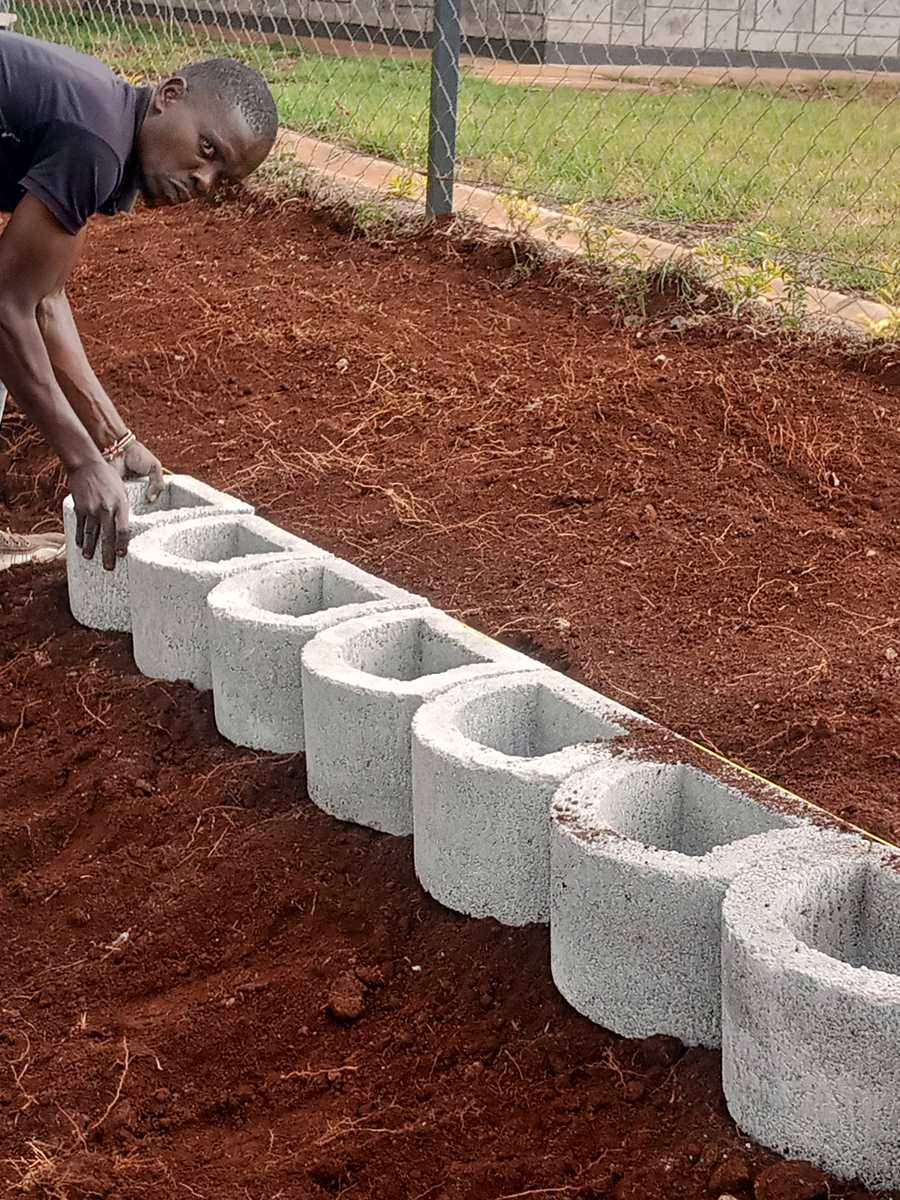 setting up retaining wall