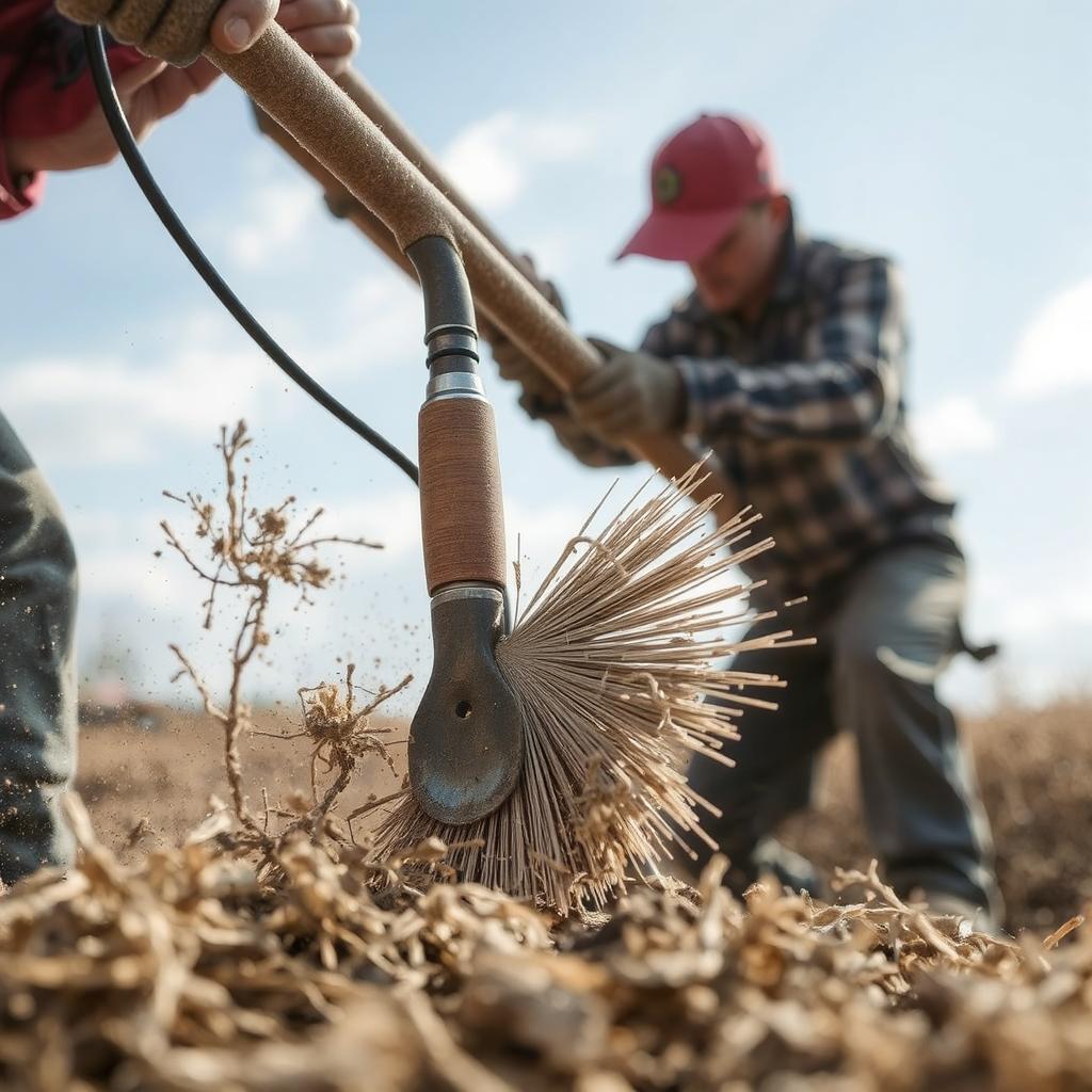 Dethatching tools in action